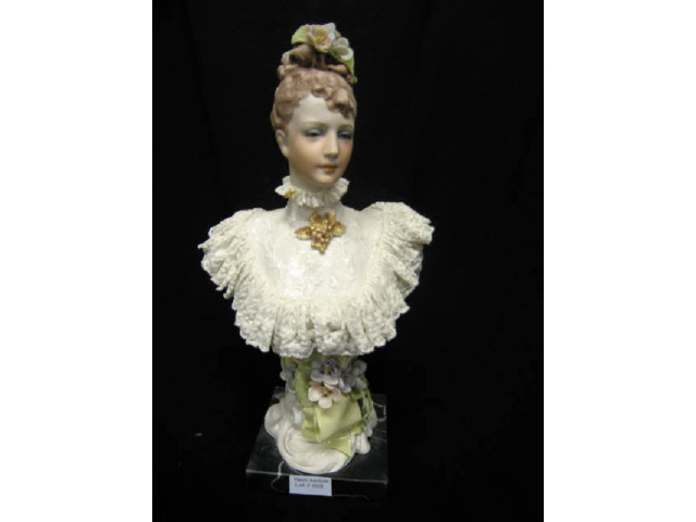 Appraisal: Fine Porcelain Bust of a Lady applied flowers lace trim