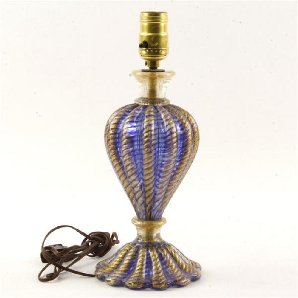 Appraisal: BAROVIER AND TOSO MURANO ART GLASS BLUE CORDONATO D'ORO BOUDOIR