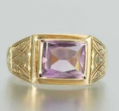 Appraisal: An Art Deco Amethyst and Gold Ring k yellow gold