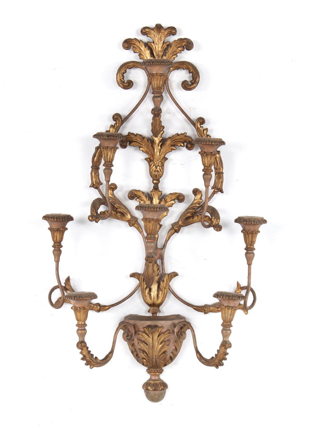 Appraisal: Louis XVI style giltwood and metal sconce th century eight-light