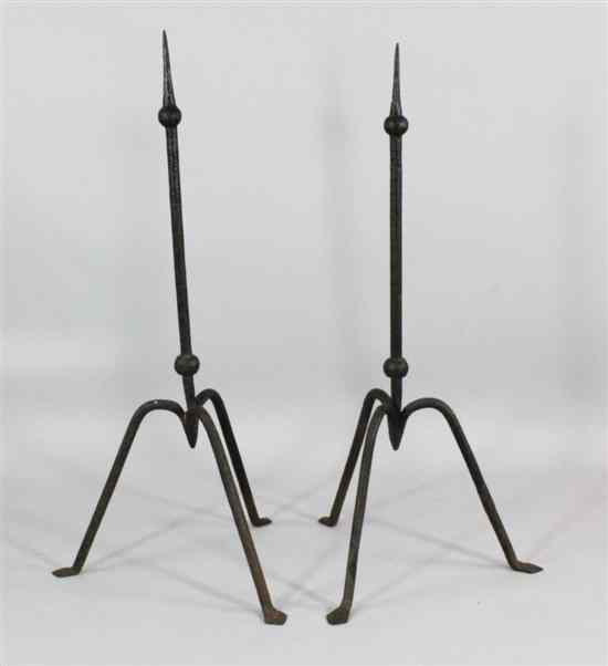 Appraisal: A pair of large iron pricket candlesticks Continental th th