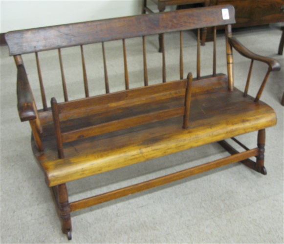 Appraisal: WINDSOR CRADLE SETTEE OR MAMMY BENCH American c a maple