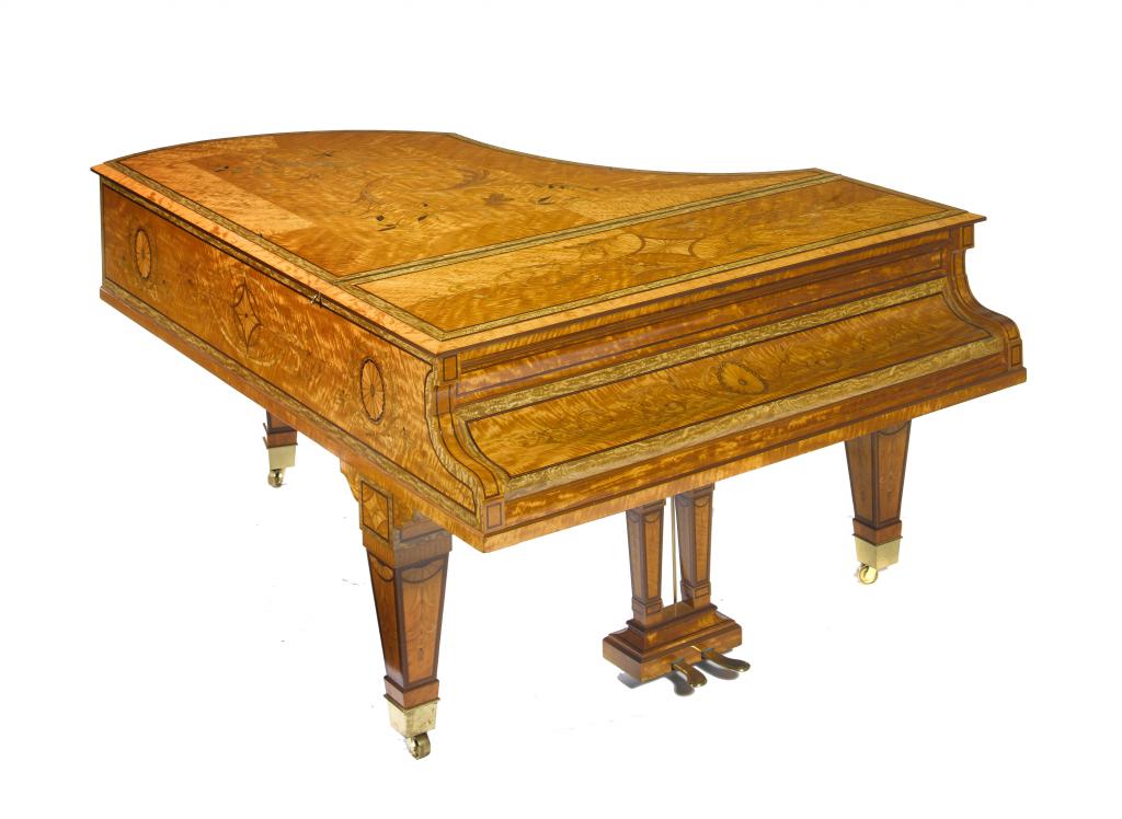 Appraisal: A VERY FINE SATINWOOD AND MARQUETRY ART CASED GRAND PIANO