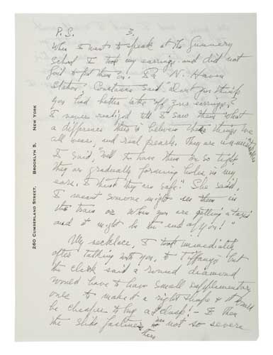 Appraisal: MOORE MARIANNE Autograph Letter Signed Marianne to Hildegarde Watson recalling