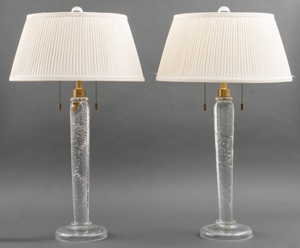 Appraisal: MODERN ART GLASS LAMPS BY JOHN HUTTON PAIR Pair of