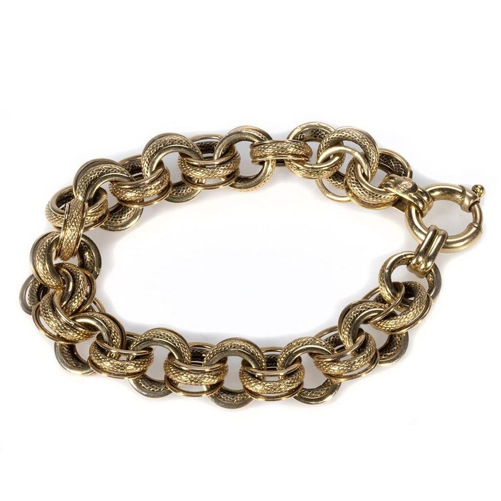 Appraisal: k gold link bracelet Italy designed with polished and textured