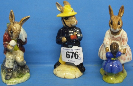 Appraisal: Royal Doulton Bunnykins Figures Fireman DB Playtime DB and Cooling