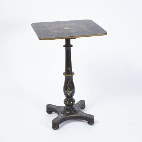 Appraisal: Victorian Ebonized Tilt Top Occasional Table English mid th century