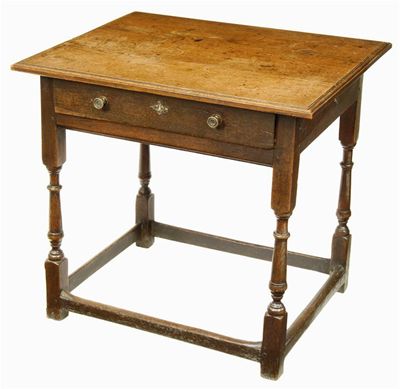 Appraisal: An early th century oak side table the later top