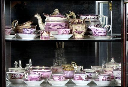 Appraisal: ASSEMBLED STAFFORDSHIRE PINK LUSTERWARE PART TEA SERVICE Comprising eleven cups