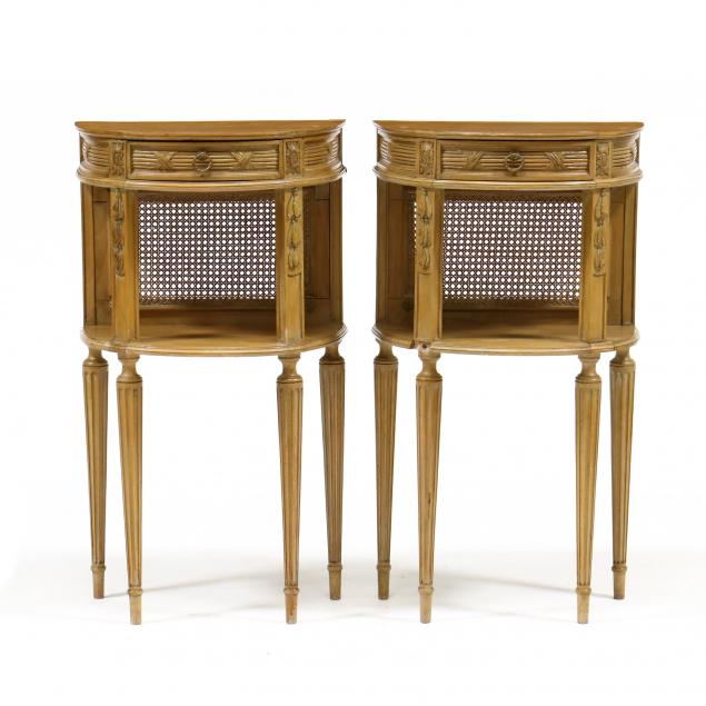 Appraisal: PAIR OF LOUIS XVI STYLE DEMILUNE SIDE STANDS Mid th