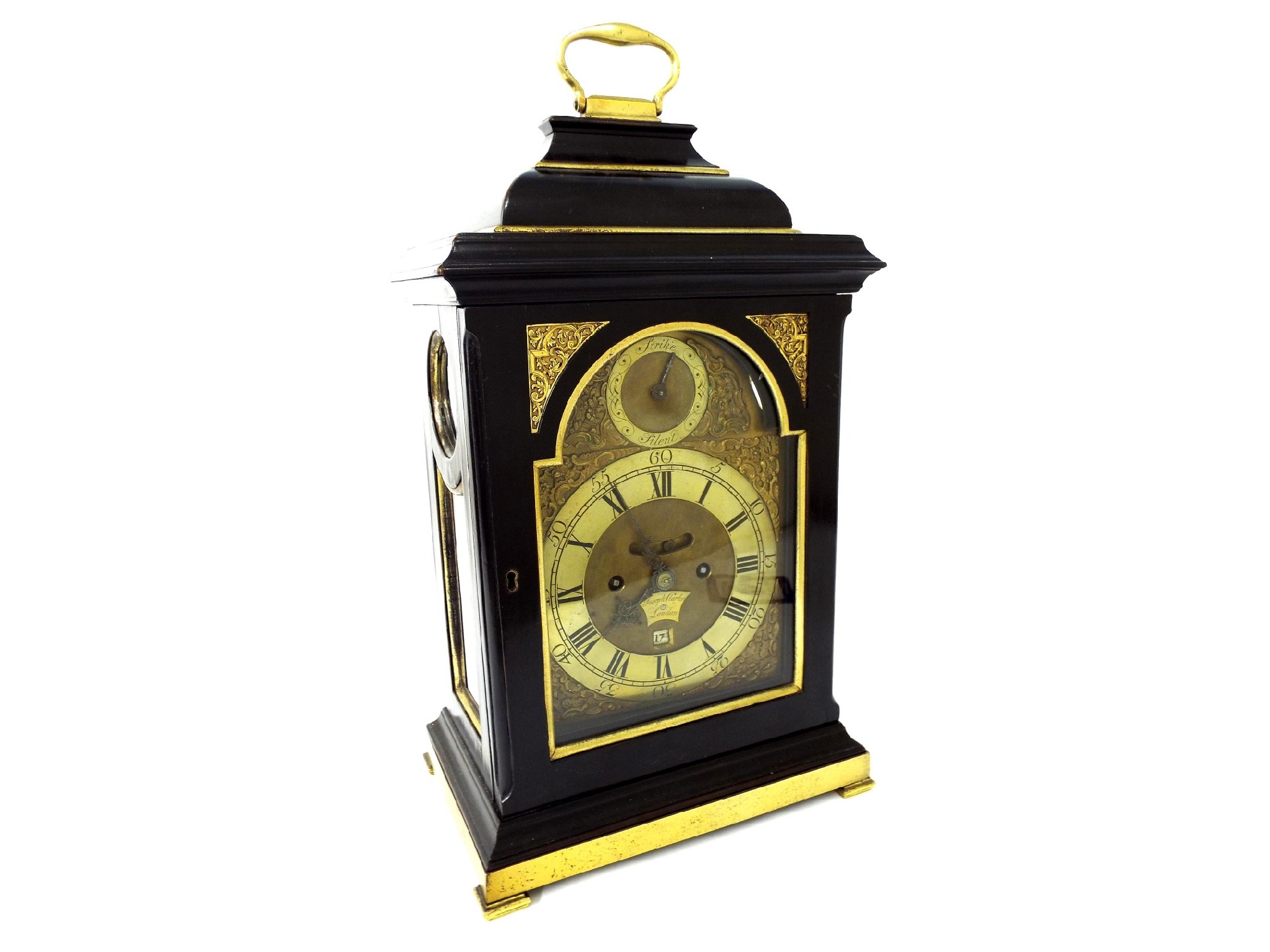 Appraisal: Good English ebonised original verge bracket clock the movement with