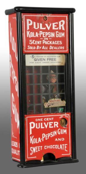 Appraisal: Pulver Tall Case Kola-Pepsin Gum Machine Description Working Black painted