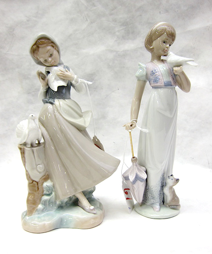 Appraisal: LLADRO PORCELAIN FIGURINES two pieces Summer Stroll designed by Juan