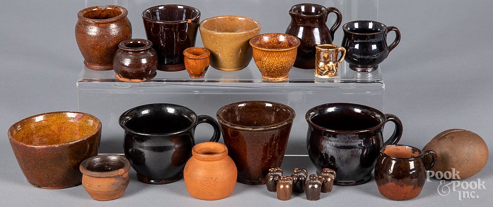 Appraisal: Collection of miniature redware Collection of miniature redware to include