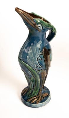 Appraisal: Brannam Barum ware pottery stork vase of blue green and