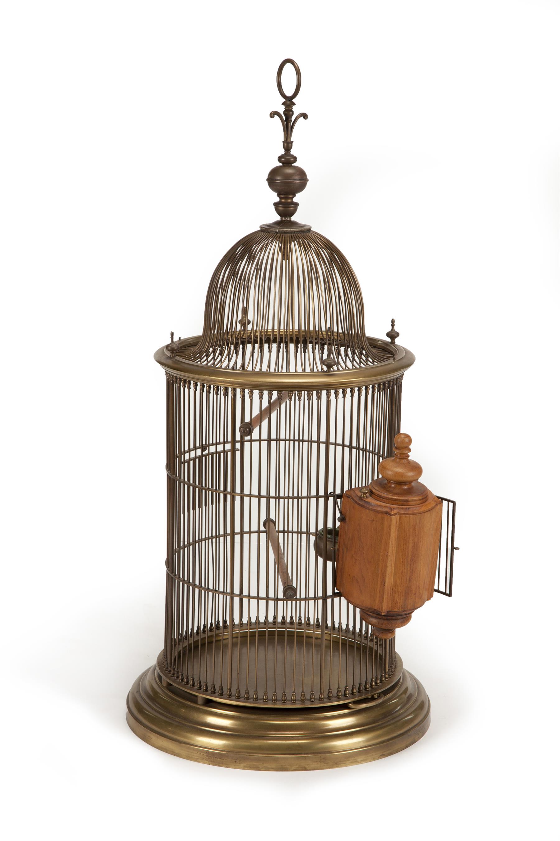 Appraisal: LARGE AMERICAN BRASS BIRDCAGE Second half- th century Two doors