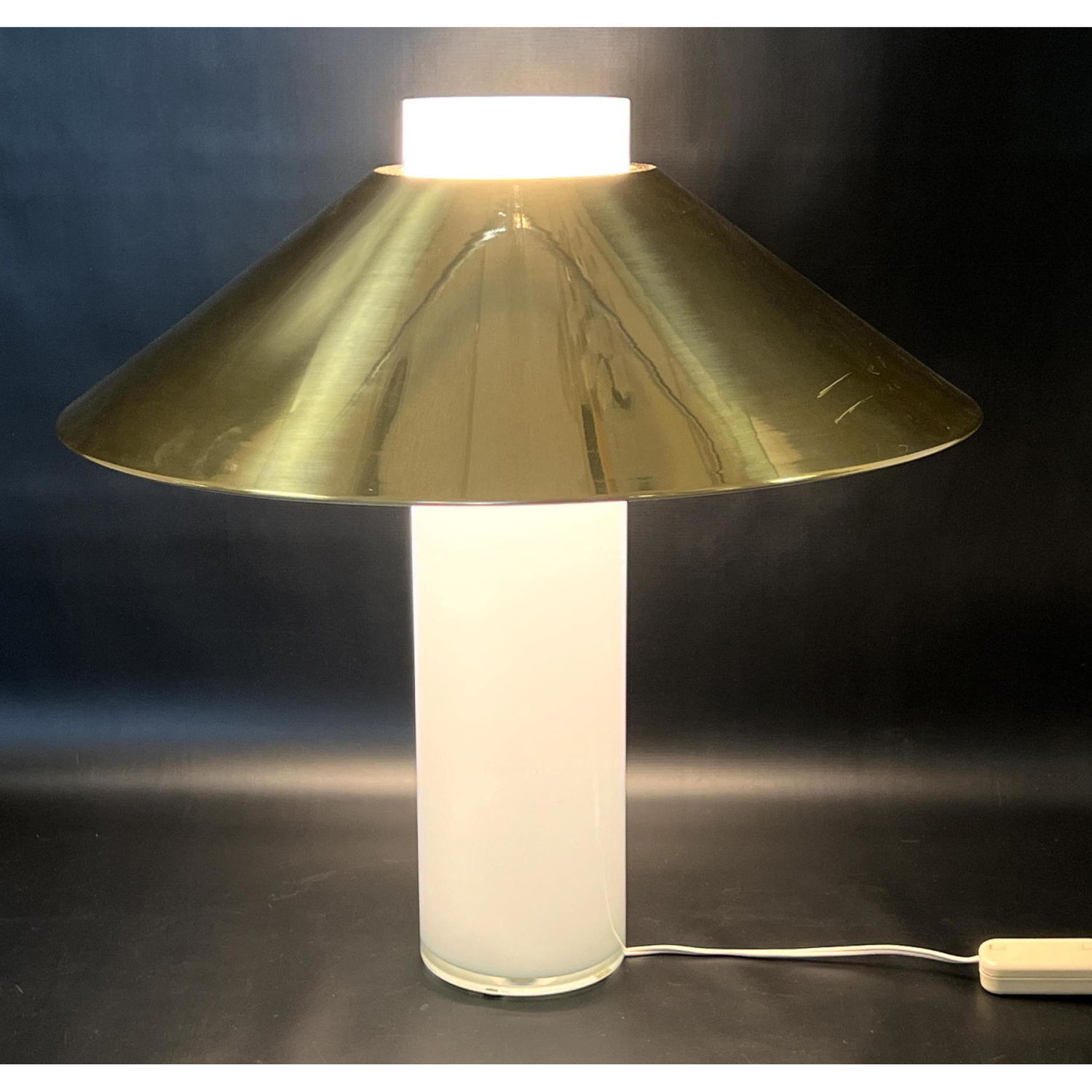 Appraisal: Mid Century Modern Table Lamp Glass column with brass cone