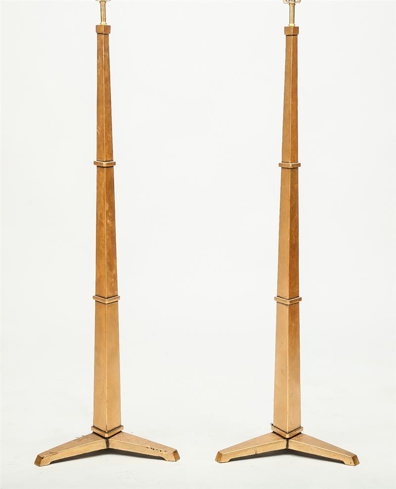 Appraisal: Pair of Floor Lamps Robert Abbey Inc Gilt-metal in Property