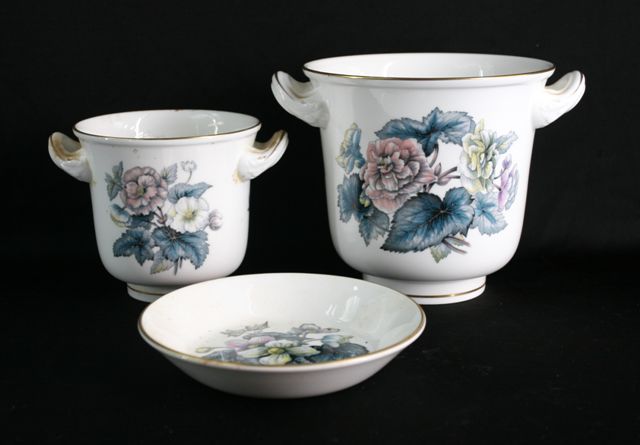 Appraisal: Two Royal Worcester twin handled jardineres and a saucer tallest