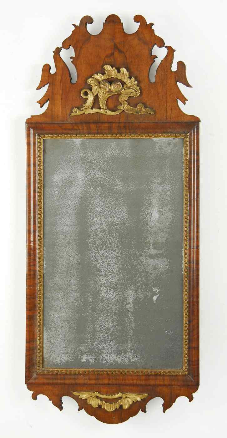 Appraisal: ANTIQUE ENGLISH QUEEN ANNE MIRROR th CenturyIn mahogany and other