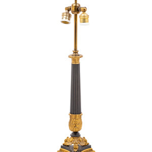 Appraisal: A Louis Philippe Gilt and Patinated Bronze Oil Lamp Converted