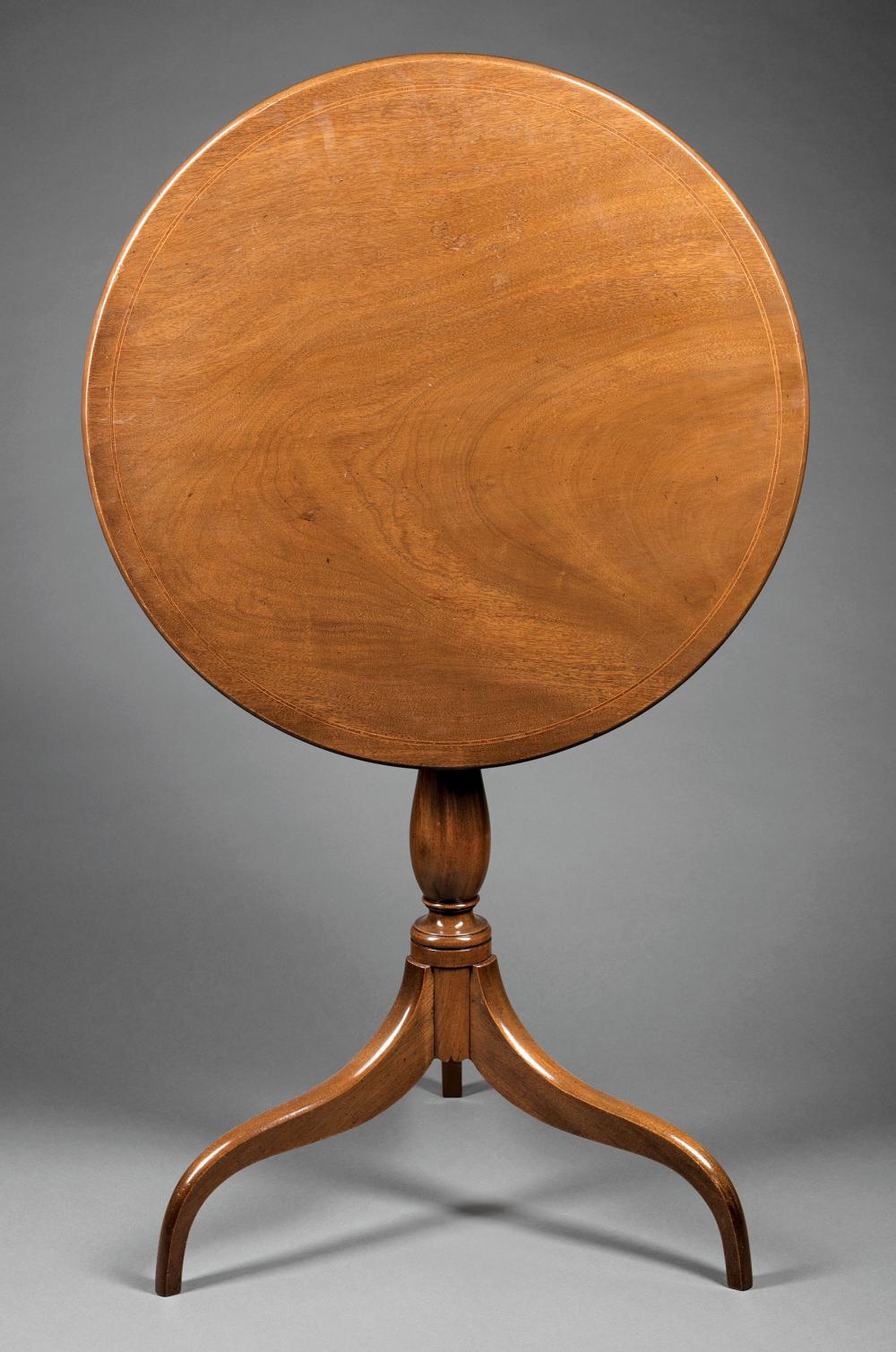 Appraisal: New Orleans Inlaid Mahogany Tilt-Top Tea Table Kohlmaier Kohlmaier c