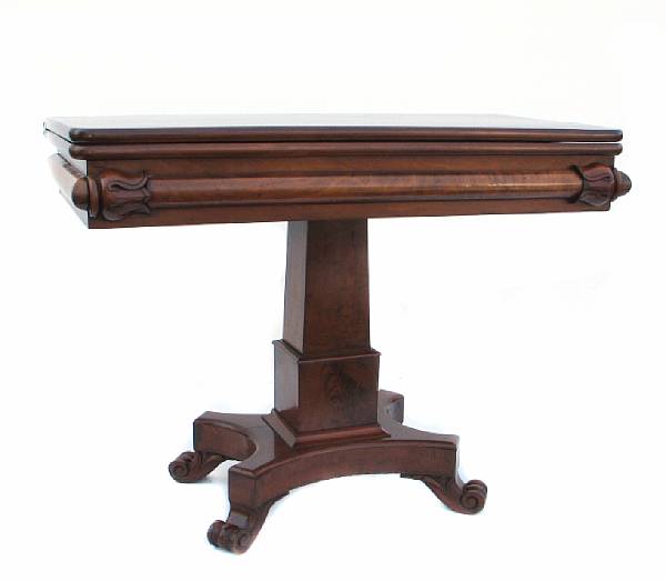 Appraisal: A Continental Neoclassical mahogany fold over card table height in