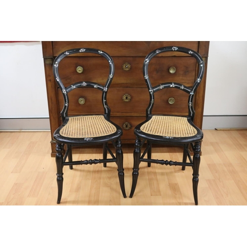 Appraisal: Pair of antique ebonized petite side chairs with mother of