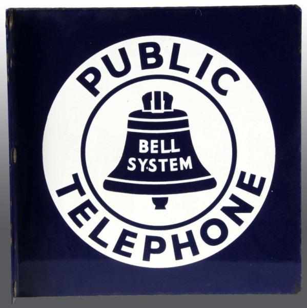 Appraisal: Public Telephone Bell System Flange Sign Description Circa Enamel on