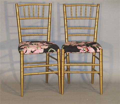 Appraisal: PAIR OF PETIT GOLD PAINTED SIDECHAIRS h in Provenance The