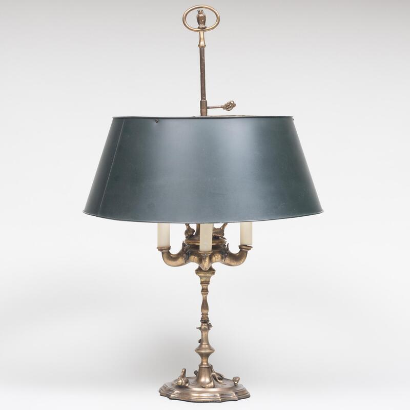 Appraisal: French Gilt-Bronze Bouillotte Lamp with T le Shade x in