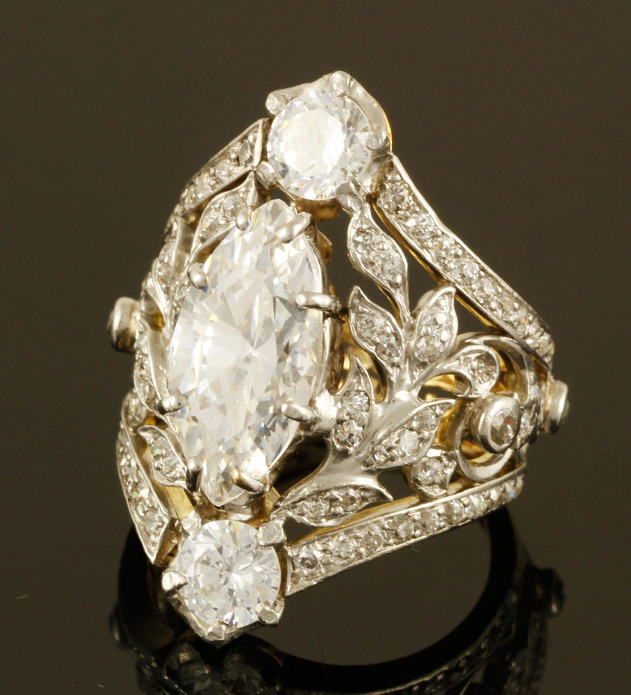 Appraisal: A - Antique K Gold Marquise Ring Antique K low