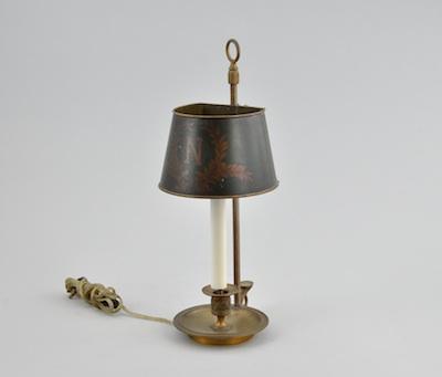 Appraisal: A Bronze Candlestick Lamp with Napoleonic Theme With the base