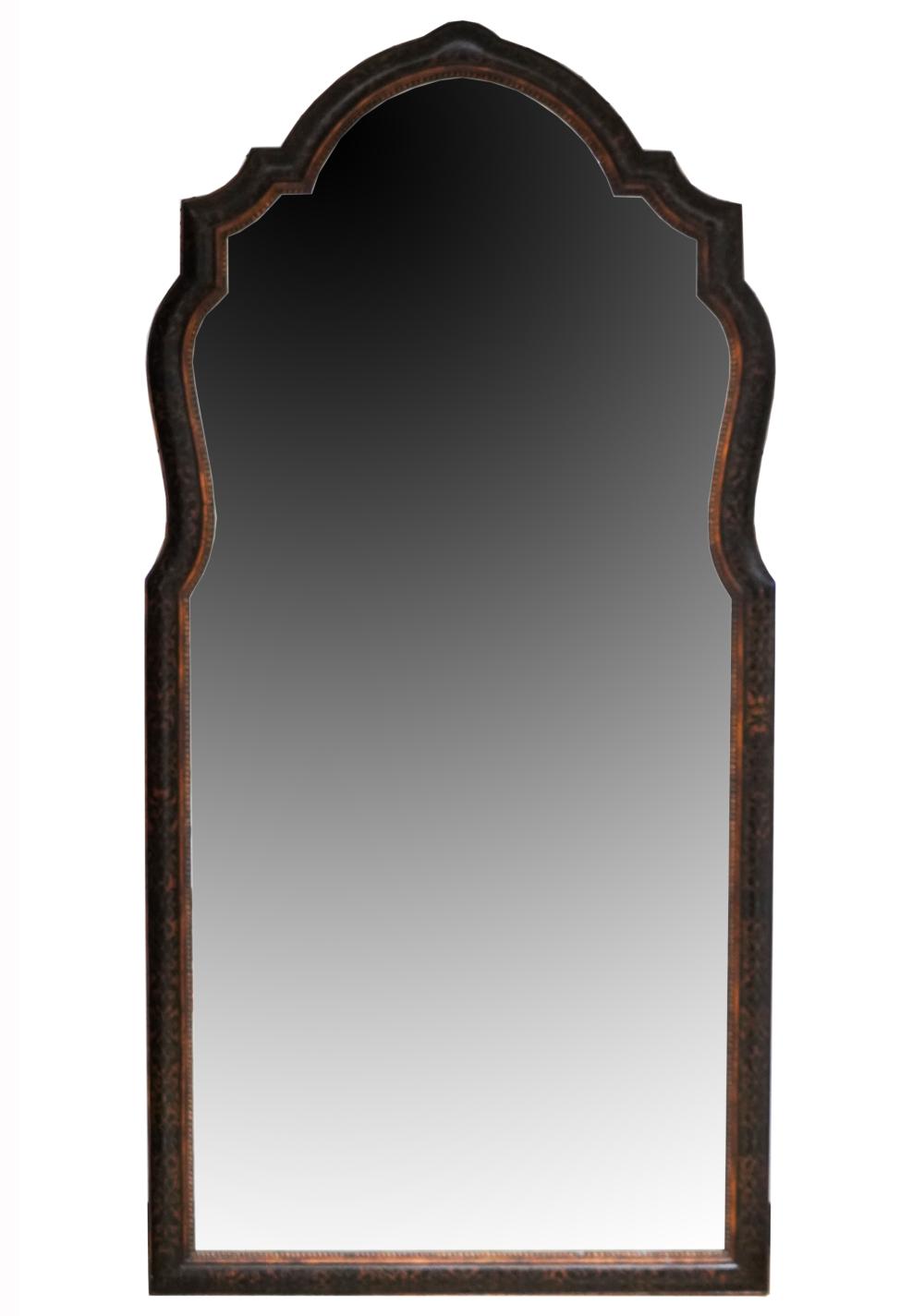 Appraisal: LARGE DECORATED WOOD WALL MIRRORcontemporary the surround with foliate designs