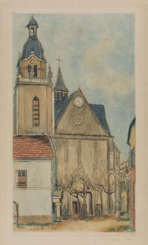 Appraisal: MAURICE UTRILLO after L' glise de Limours Color aquatint and