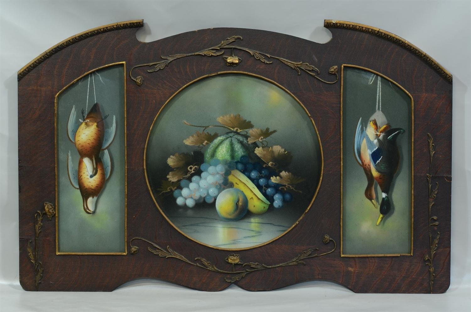 Appraisal: American School th Century pastel Triptych Still Life with Flowers