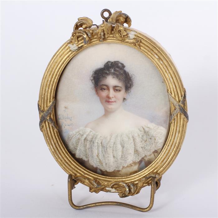 Appraisal: J Staples Rowe American - Miniature Portrait of a Woman