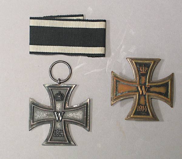 Appraisal: A pair of cased Iron Crosses Comprising First Class with