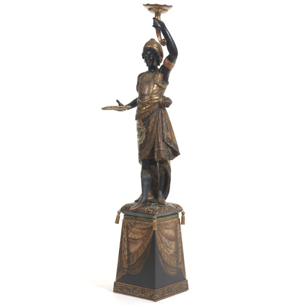 Appraisal: FLORENTINE BLACKAMOOR SCULPTURE ON PEDESTAL overall Impressive almost life size