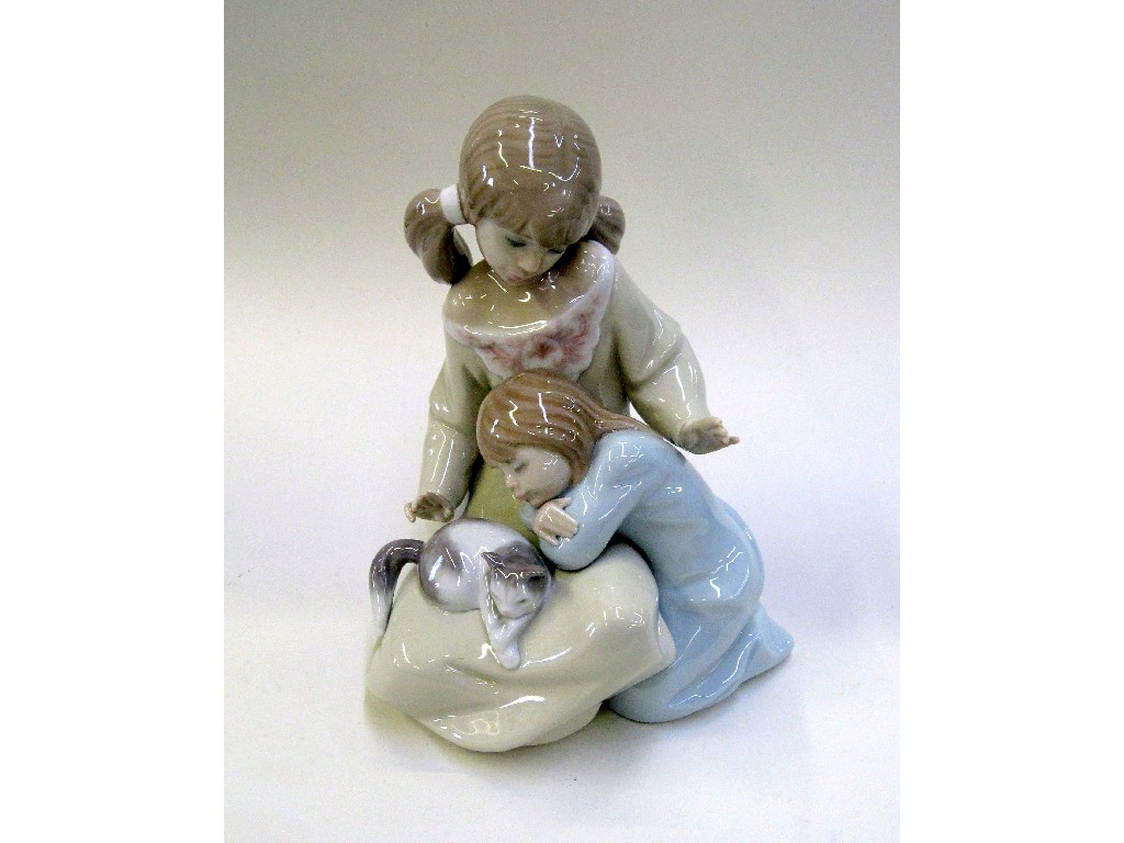 Appraisal: Lladro figure of two young girls with a cat