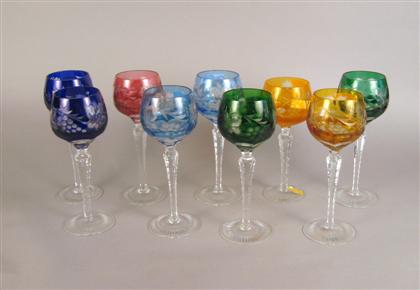 Appraisal: Six Bohemian cut glass goblets In various colors Tallest H