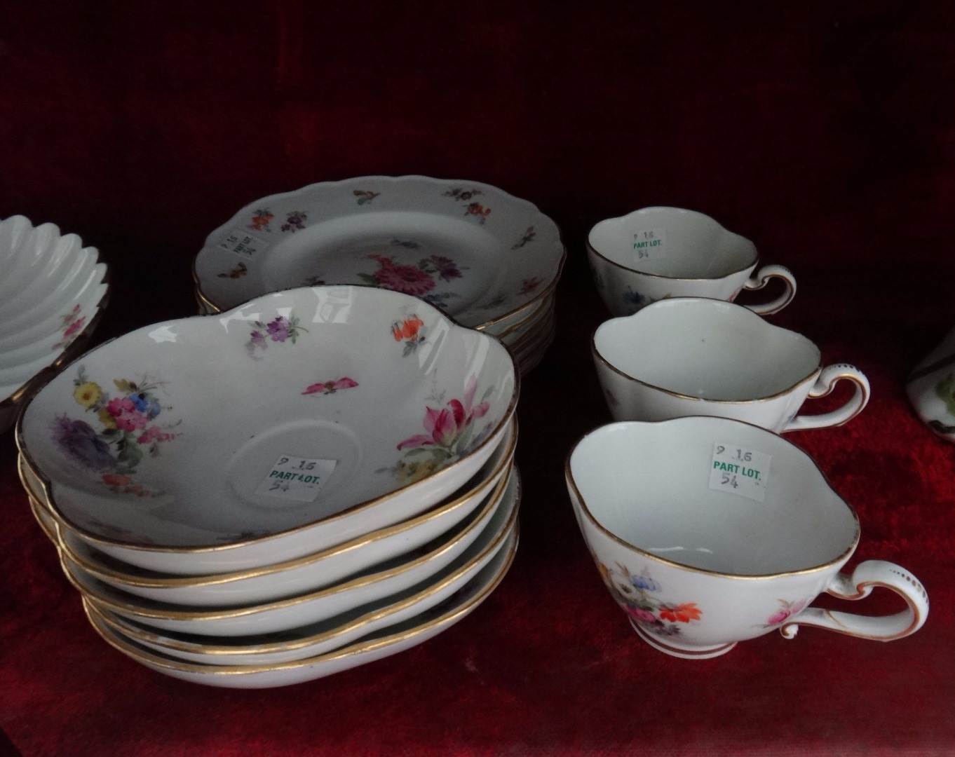 Appraisal: A late Meissen porcelain part tea service painted with flowers