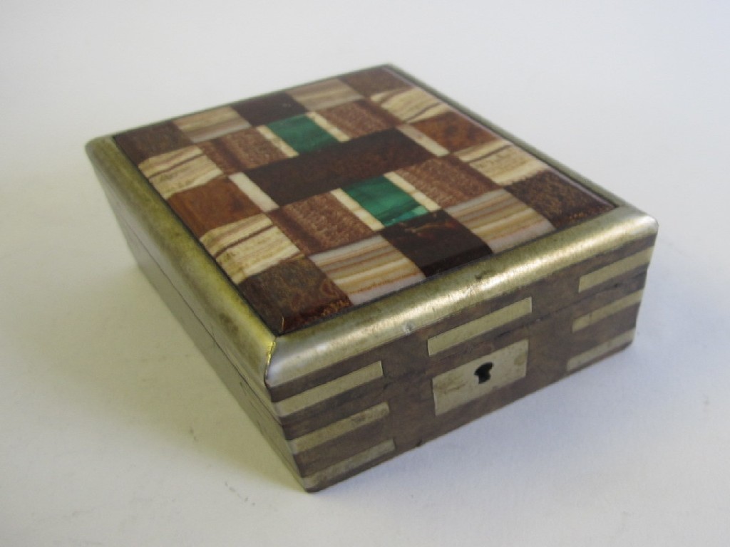 Appraisal: Olive wood and specimen agate jewellery box