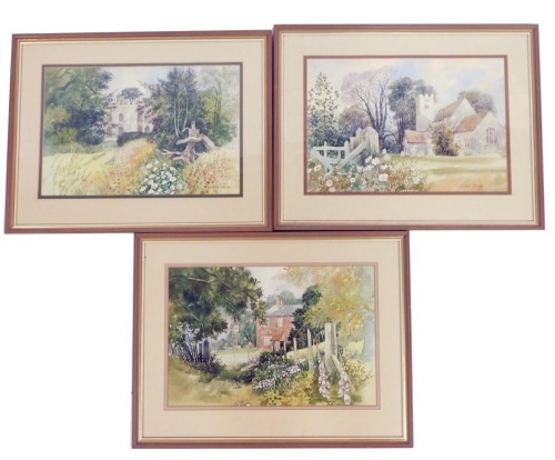 Appraisal: Gladys Crook thC School Three village scene watercolours cm x