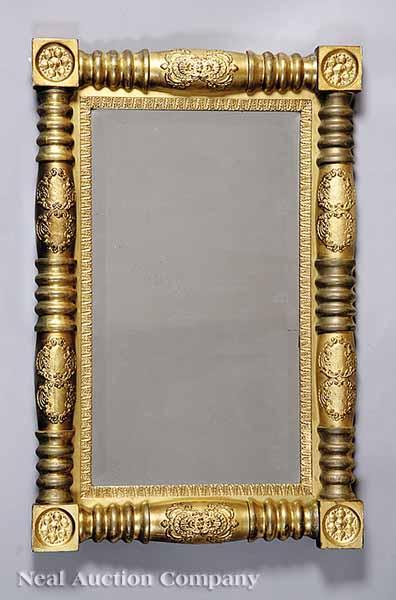 Appraisal: An American Late Classical Gilded Pier Mirror c baluster turned