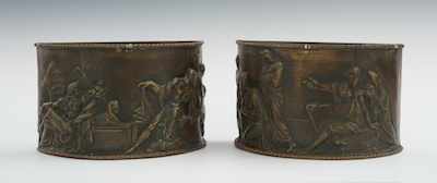 Appraisal: A Pair of Bronze Half Round Planters The bronze planters