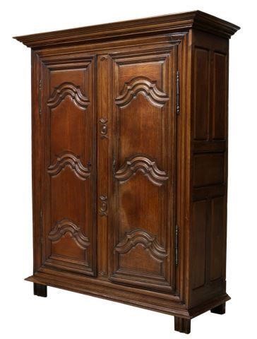 Appraisal: French Provincial armoire late th c having a protruding stepped