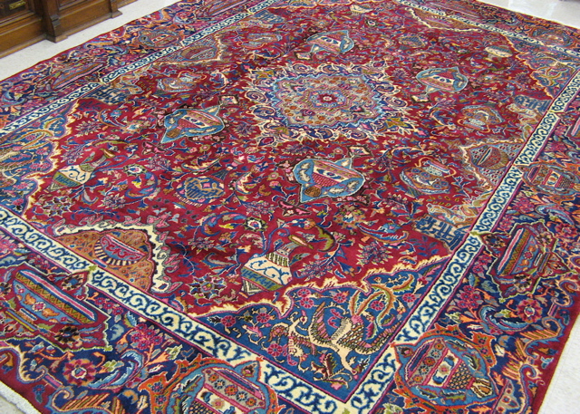 Appraisal: PERSIAN KASHMAR CARPET Khorrasan Province northeastern Iran central floral medallion