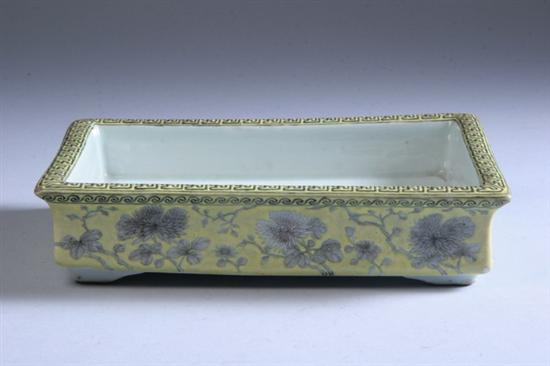 Appraisal: CHINESE YELLOW AND GRISAILLE PORCELAIN JARDINIERE Yong Qing mark -